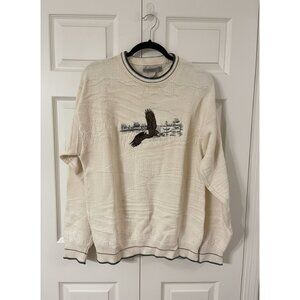 Field Masters Embroidered Eagle Sweater Men’s Medium Lodge Cabin Outdoor